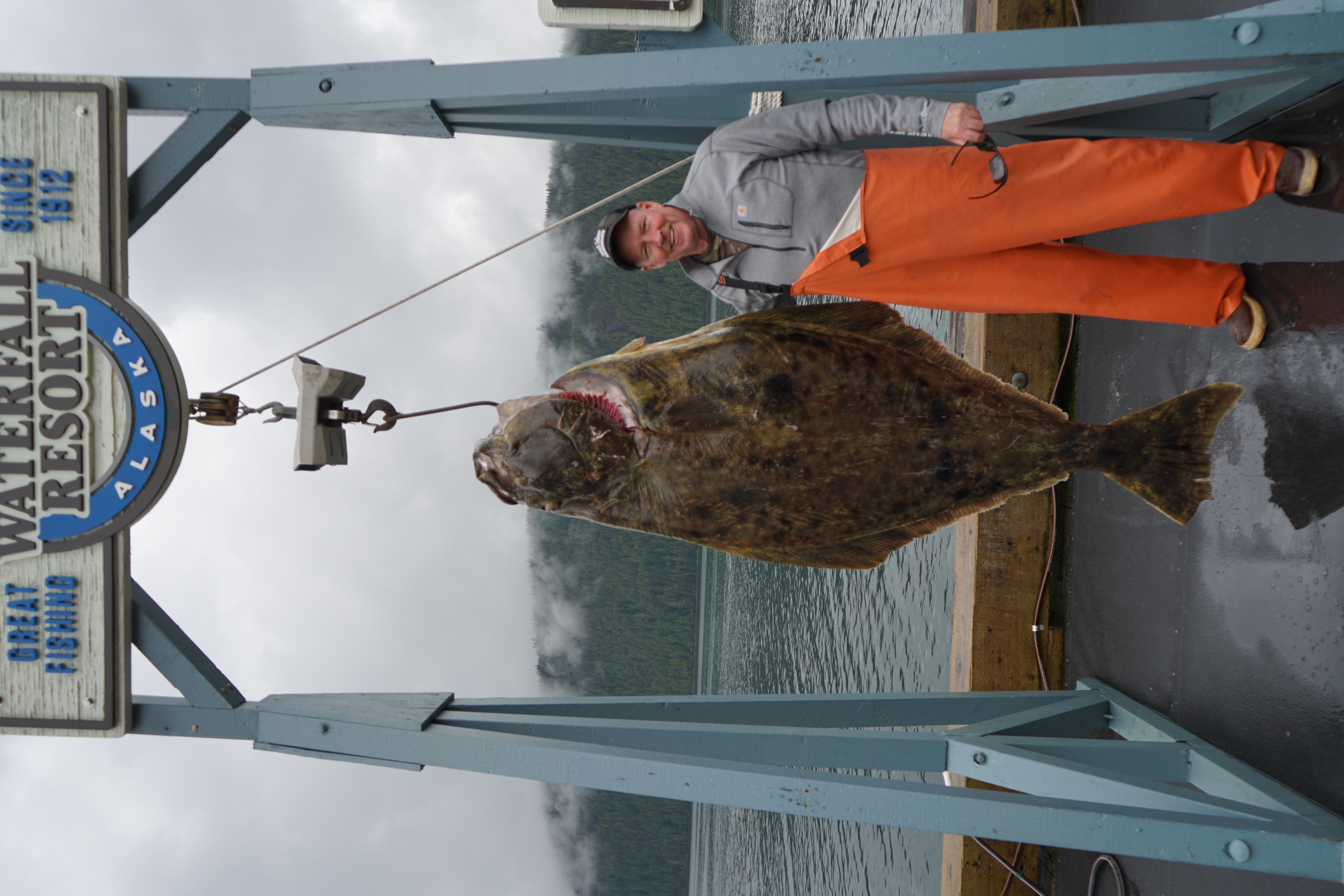 Patrick McKenna with his 227.2-pound halibut